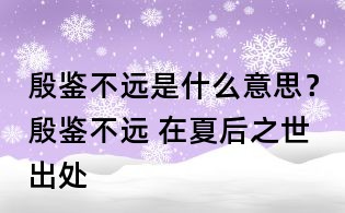 殷鉴不远是什么意思?殷鉴不远 在夏后之世出处