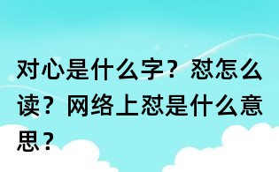 对心是什么字?怼怎么读?网络上怼是什么意思?