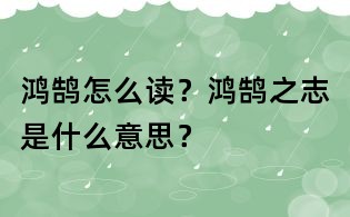 鸿鹄怎么读？鸿鹄之志是什么意思？