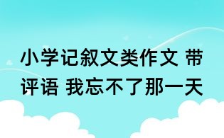 小学记叙文类作文 带评语 我忘不了那一天