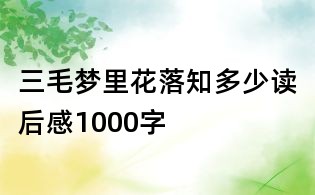 三毛梦里花落知多少读后感1000字