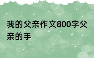 我的父亲作文800字:父亲的手